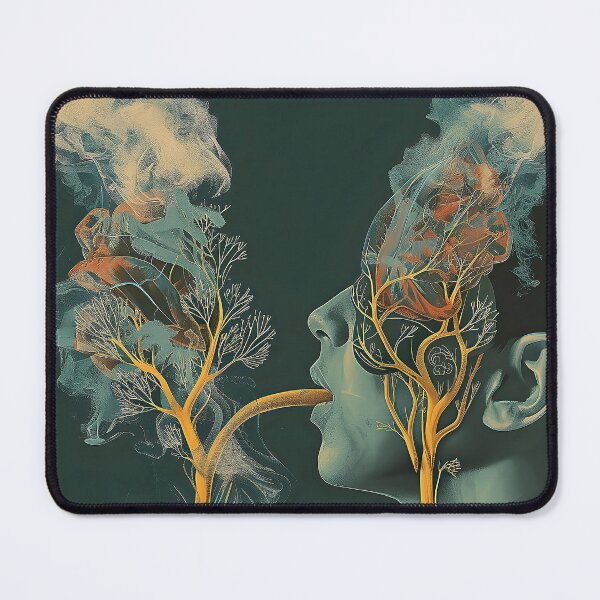 Item preview, Surreal of a Person Exhaling Smoke Revealing Floating Lungs. designed and sold by CheerForGoods.