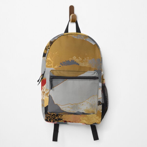 Item preview, Japanese Landscape, Shimmering Mountain Peaks, Abstract Golden Foil Luminous Layers, Modern Minimalistic Japanese Aesthetic designed and sold by Kintsugi99.