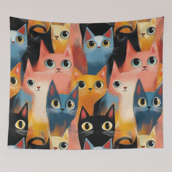 Item preview, Whimsical Cats: A Colorful Abstract Cat Illustration designed and sold by junkydotcom.