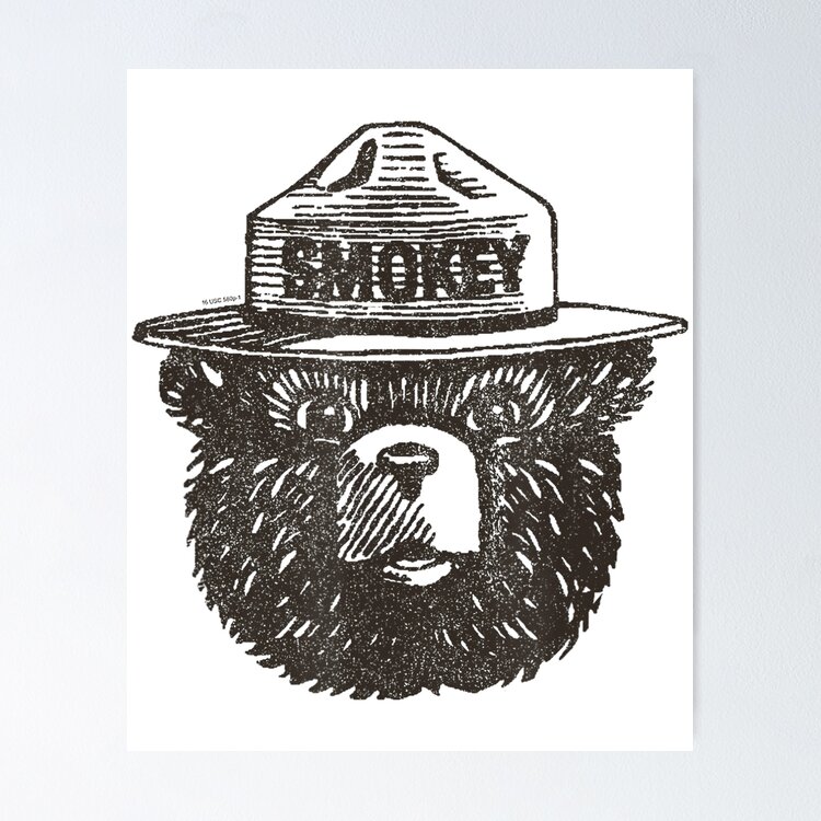 Smokey Bear Portrait Big Face Signature Sticker