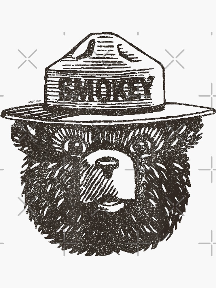 Smokey Bear Portrait Big Face Signature Sticker