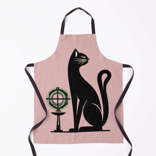 Item preview, Atomic,Black Cat Microphone Podcaster, 1970s Kitty, Kitten MCM Style Pink Atomic 1960 Art Deco, Black and White, Abstract designed and sold by TheTimeTaxi.
