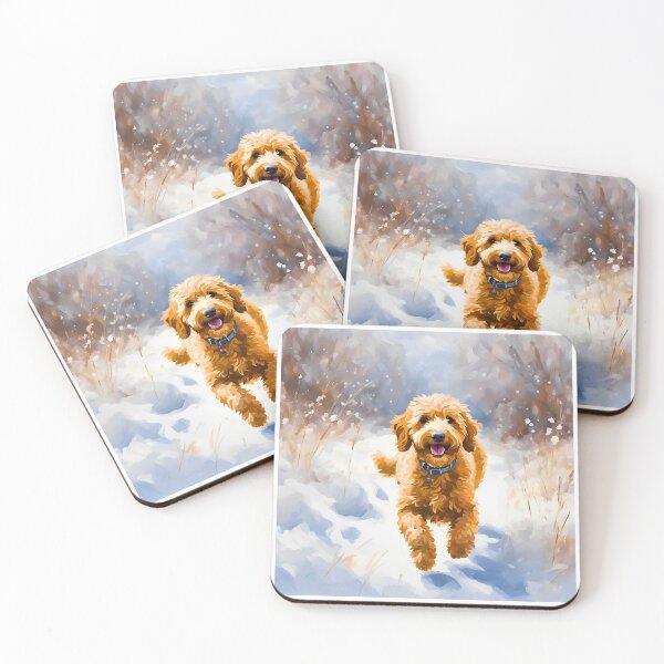 Item preview, Mini Goldendoodle in Winter Scene – Impressionist Painting Style designed and sold by Fredster1966.
