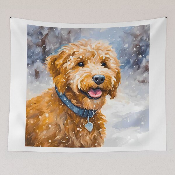 Item preview, Goldendoodle in Winter Scene – Impressionist Painting Style designed and sold by Fredster1966.