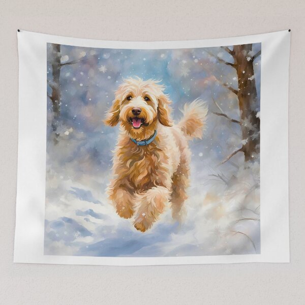 Item preview, Labradoodle in a Snowy  Winter Wonderland – Impressionist Painting Style designed and sold by Fredster1966.