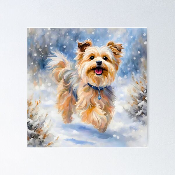 Item preview, Morkie in a Snowy Winter Wonderland – Impressionist Painting Style designed and sold by Fredster1966.