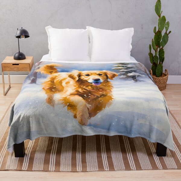 Item preview, Golden Retriever in a Winter Wonderland – Impressionist Painting Style designed and sold by Fredster1966.