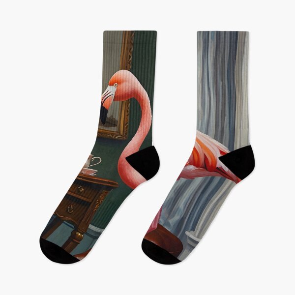 Item preview, Flamingo's Cozy Corner, Flamingo in an Antique Room, Victorian Pink Flamingo Decor, Classic Oil Painting Wall Art designed and sold by Kintsugi99.