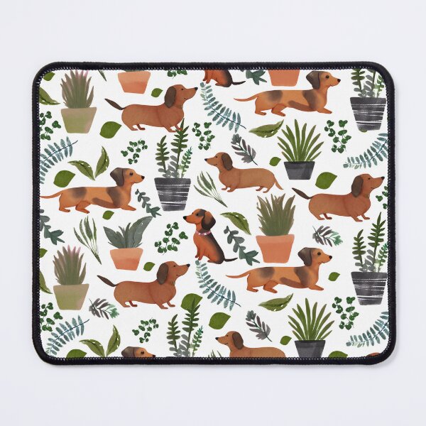 Item preview, Happy Dachshund Sausage Dog with Plants  designed and sold by WikzyStore.