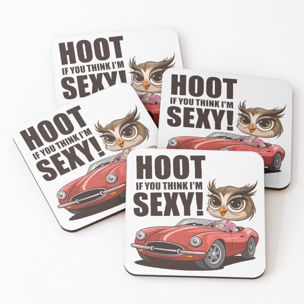 Item preview, Hoot If You Think I'm Sexy - Glamorous Lady Owl in a Red Sports Car designed and sold by JPees.