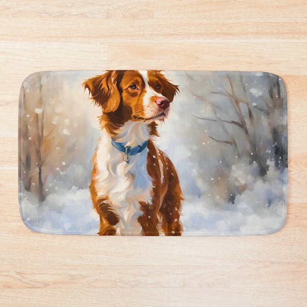 Item preview, Brittany Dog in a Snowy Winter Scene – Impressionist Painting Style designed and sold by Fredster1966.