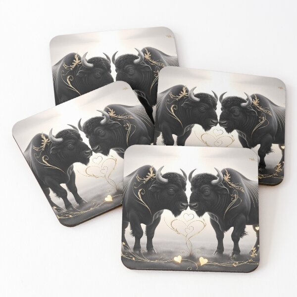 Item preview, Golden Hearts Buffalo Love - Romantic Valentine's Day Art by LaLi Designs designed and sold by LaLi-Designs.