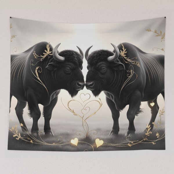 Item preview, Golden Hearts Buffalo Love - Romantic Valentine's Day Art by LaLi Designs designed and sold by LaLi-Designs.