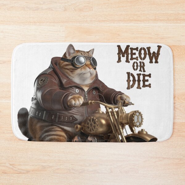 Item preview, Meow or Die Steampunk Biker Cat #2 designed and sold by ChonkingHazard.