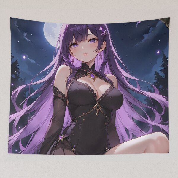 Item preview, Anime Girl with Long Purple Hair designed and sold by ByteyCreatives.