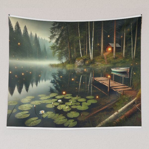 Item preview, Enchanted Lakeside Cabin Retreat designed and sold by QuirkWears.