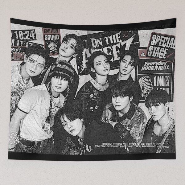 Item preview, ATEEZ 2025 SEASON'S GREETINGS | ROCK WILL NEVER DIE! ot8 kpop poster designed and sold by Kpop-Noona.
