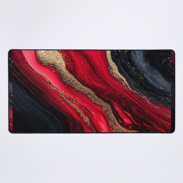Item preview, Red Black And Gold Marble Glitter Design designed and sold by GoldenTealArts.
