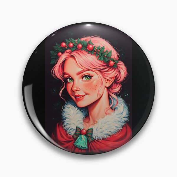 Item preview, Fantasy Christmas Girl with Pastel Pink Hair designed and sold by ByteyCreatives.