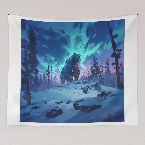Item preview, Majestic Bear in Snowy Landscape with Polar Lights designed and sold by Christian Weiss.