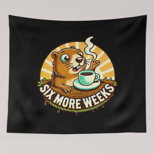Item preview, Funny Groundhog Day Cartoon | Coffee Lover Humor designed and sold by BunBuntheDog-.