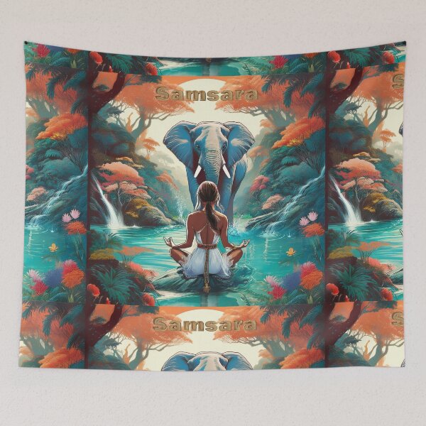 Item preview, Woman on a Samsara Meditation Lotus Pose in Indian Rainforest - Apana Mudra designed and sold by MiHijoDesign.