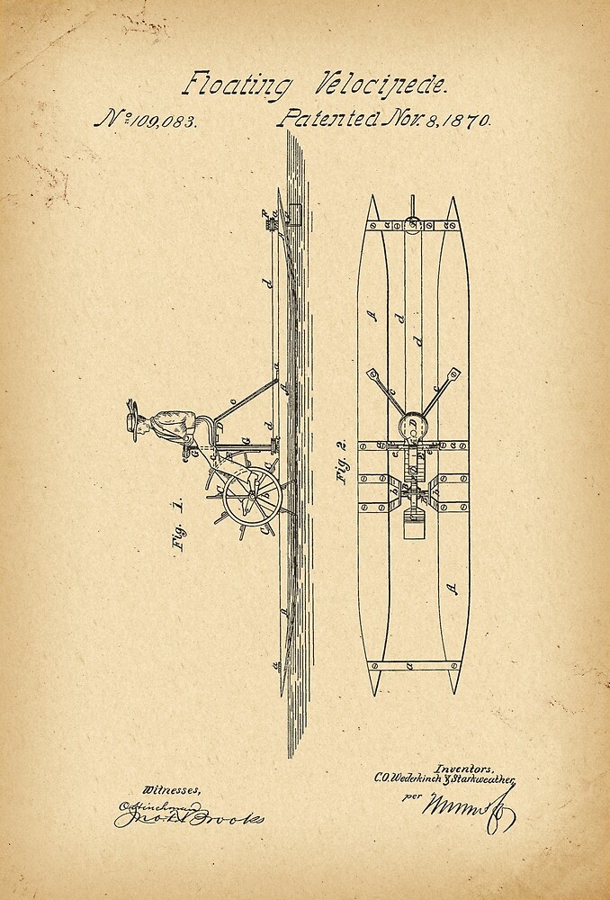 "1870 Patent floating velocipede history invention" by Khokhloma