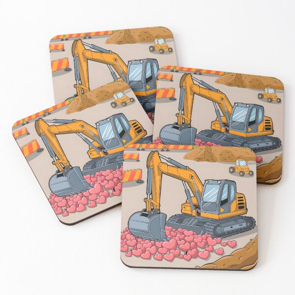 Item preview, Excavator digging hearts on construction site designed and sold by wzetart.