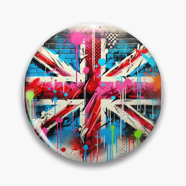 Aperçu de l'œuvre « Drapeau Union Jack en pop art néon » créée et vendue par coolasfuc.