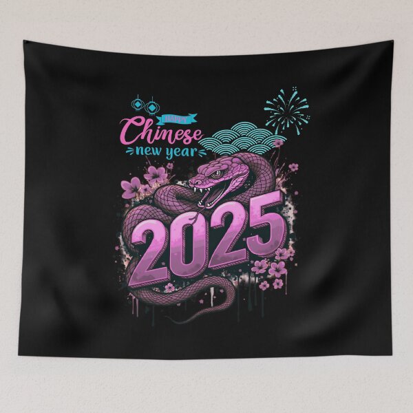 Item preview, Venemous pink Snake with  ver 5-Year of the Snake 2025- Chinese Zodiac Theme- black Background designed and sold by CosmicNook1.