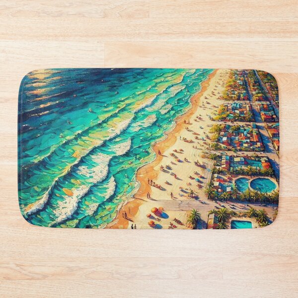 Item preview, Aerial View of a Vibrant Beach Scene with Turquoise Waves and Colorful Umbrellas designed and sold by Shs-Kenya.
