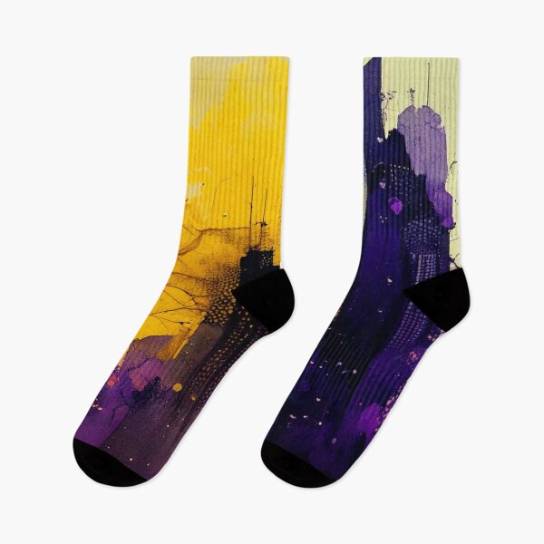 Item preview, A digital illustration of a city skyline with bold purple and yellow tones. designed and sold by mc-webdesign.