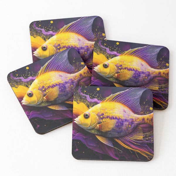 Item preview, A digital painting of a fish with vibrant purple and yellow hues. designed and sold by mc-webdesign.
