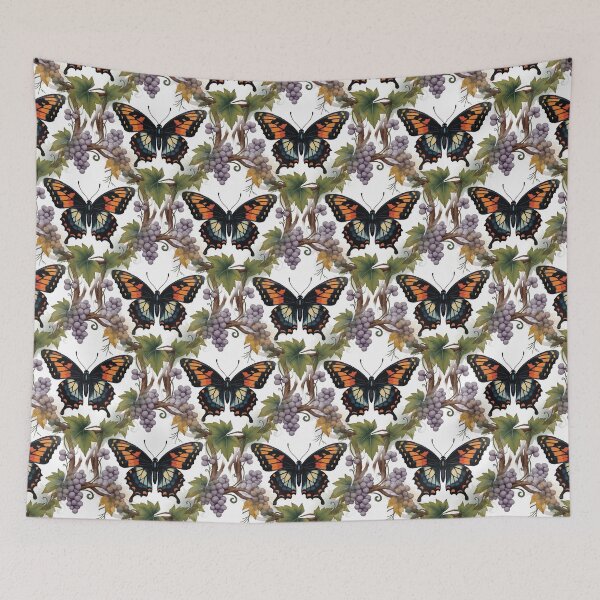 Item preview, Diana fritillary Butterfly Surrounded By Cynthiana Grape Repeat Pattern designed and sold by taiche.