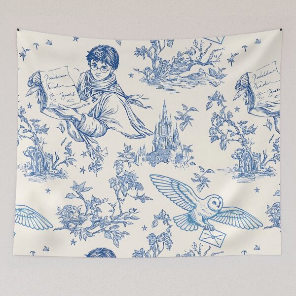 Item preview, Wizarding World Pattern - Young Wizard and Owl Toile de Jouy designed and sold by PricklyBearArt.