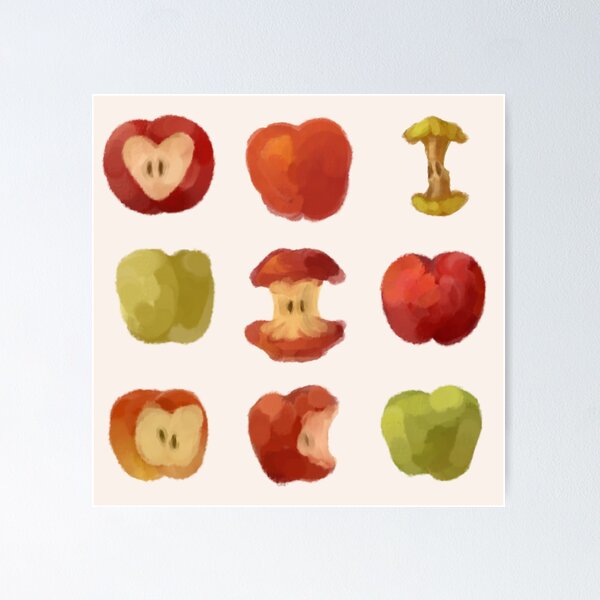 Item preview, apples pattern bitten apple rotten apple whimsical twee funky applecore designed and sold by Kyna Arts.
