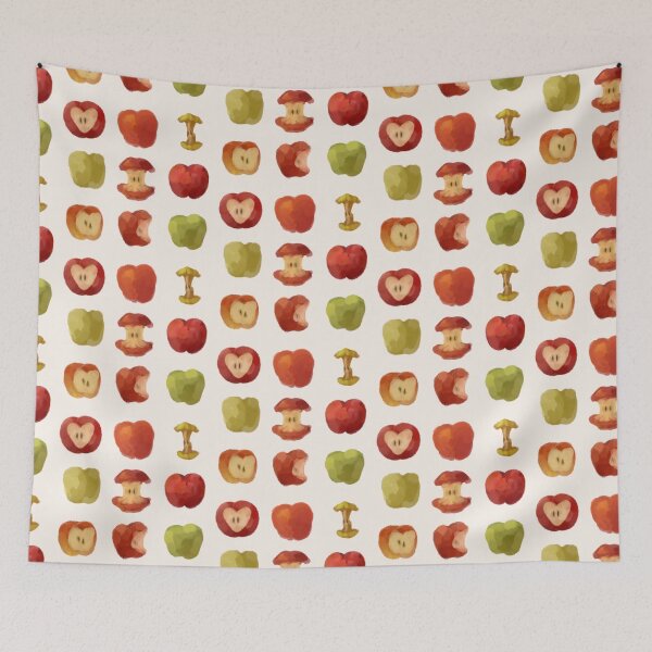 Item preview, apples pattern bitten apple rotten apple whimsical twee funky applecore designed and sold by Kyna Arts.