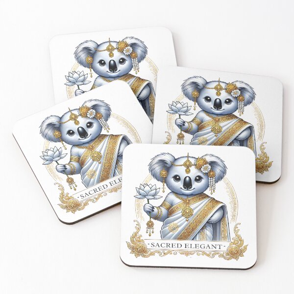 Item preview, Koala in White Saree with Lotus Flower designed and sold by Koalangel.