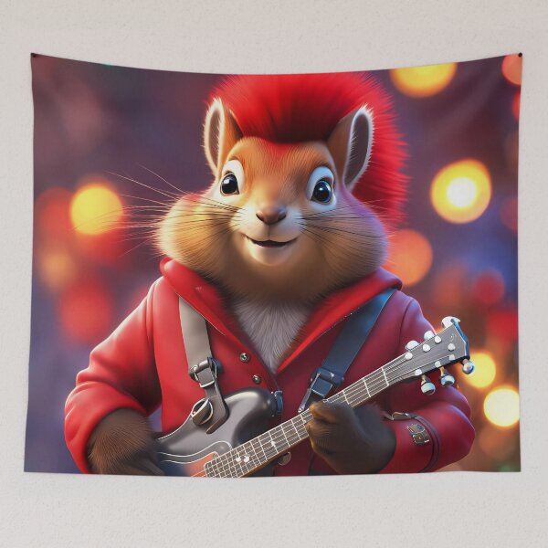 Item preview, Red Squirrel Punk Rocker in a Christmas outfit designed and sold by Colin Bentham.