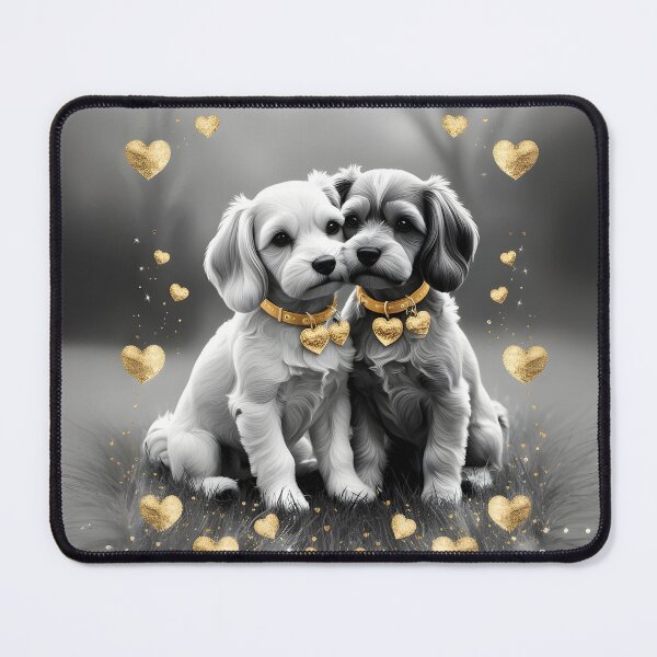 Item preview, Golden Hearts Valentine's Design – Romantic Puppies with Glittering Gold Hearts designed and sold by LaLi-Designs.