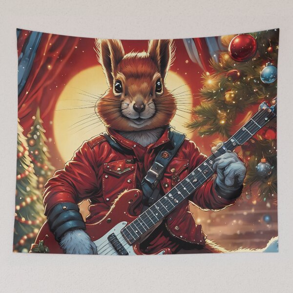Item preview, Red Squirrel Punk Rocker in a Christmas outfit designed and sold by Colin Bentham.