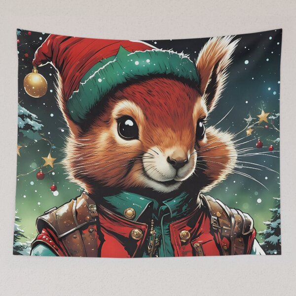 Item preview, Red Squirrel Punk Rocker in a Christmas outfit designed and sold by Colin Bentham.