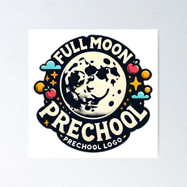 Artikelvorschau, Vollmond-Vorschullogo-Aufkleberdesign entworfen und verkauft von NCNGDESIGN.