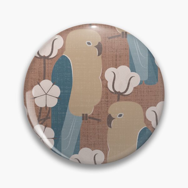 Item preview, Loros y flores de algodón sobre fondo marrón. designed and sold by pakanta.