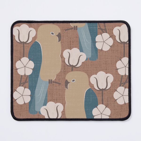Item preview, Parrots and cotton flowers brown background designed and sold by pakanta.