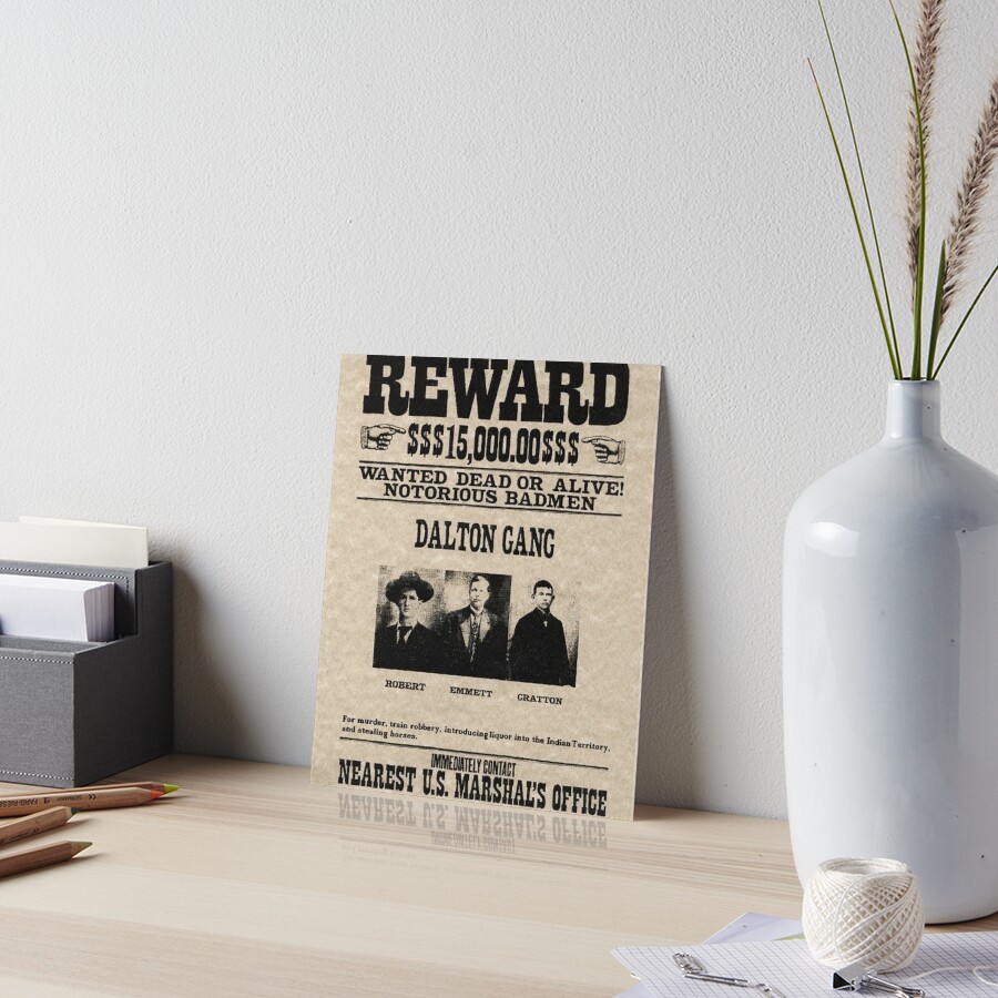 "Wanted poster Dalton gang" Art Board Print by ValentinaHramov