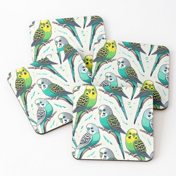 Item preview, Seamless Budgie Pattern with Playful Cartoon Style designed and sold by KittyKatto.