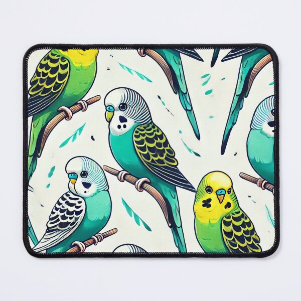 Item preview, Seamless Budgie Pattern with Playful Cartoon Style designed and sold by KittyKatto.