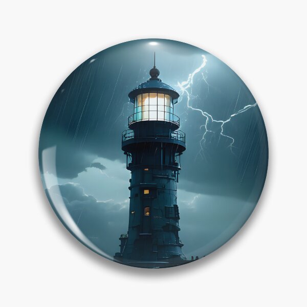 Item preview, Lighthouse in a storm designed and sold by AiFantasticArt.