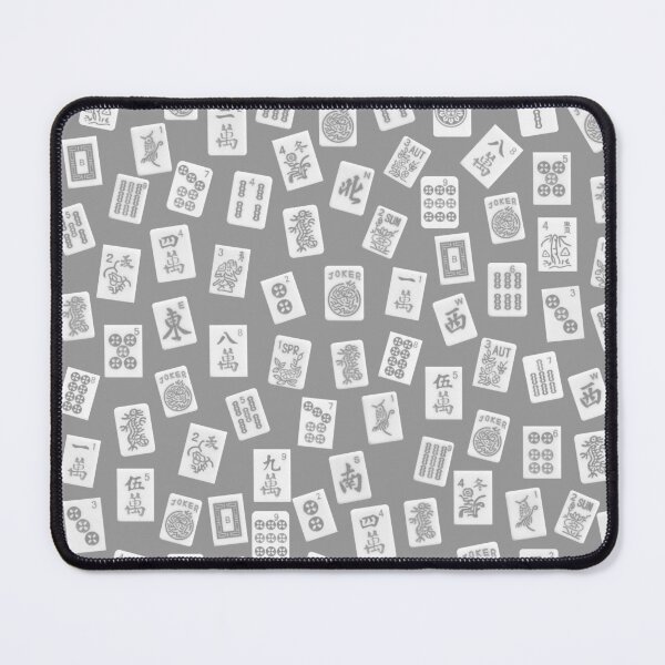 Item preview, Mahjong tiles symbols on grey colors designed and sold by Zina Stromberg.